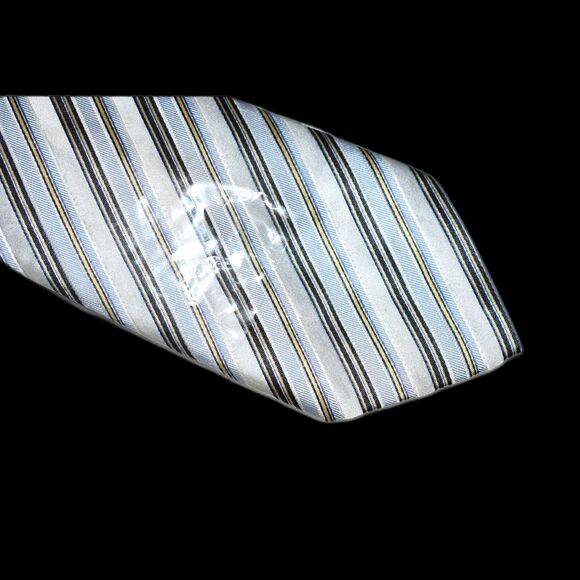NIP Geoffrey Beene 100% Silk Sophisticated Dapper Blue/Silver Striped Tie - Picture 2 of 5